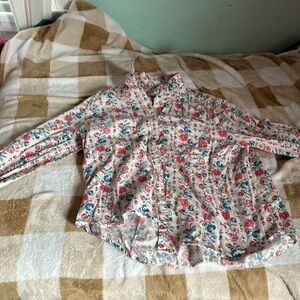 women’s button down rose pattern shirt
